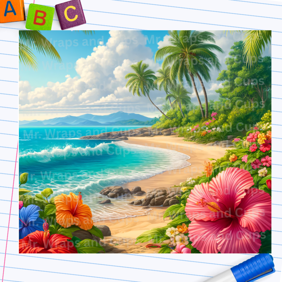 P 057 Beach Scene 20oz Sublimation Wrap