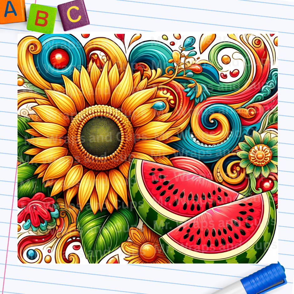 P 059 Sunflowers and Watermelons 20oz Sublimation Wrap