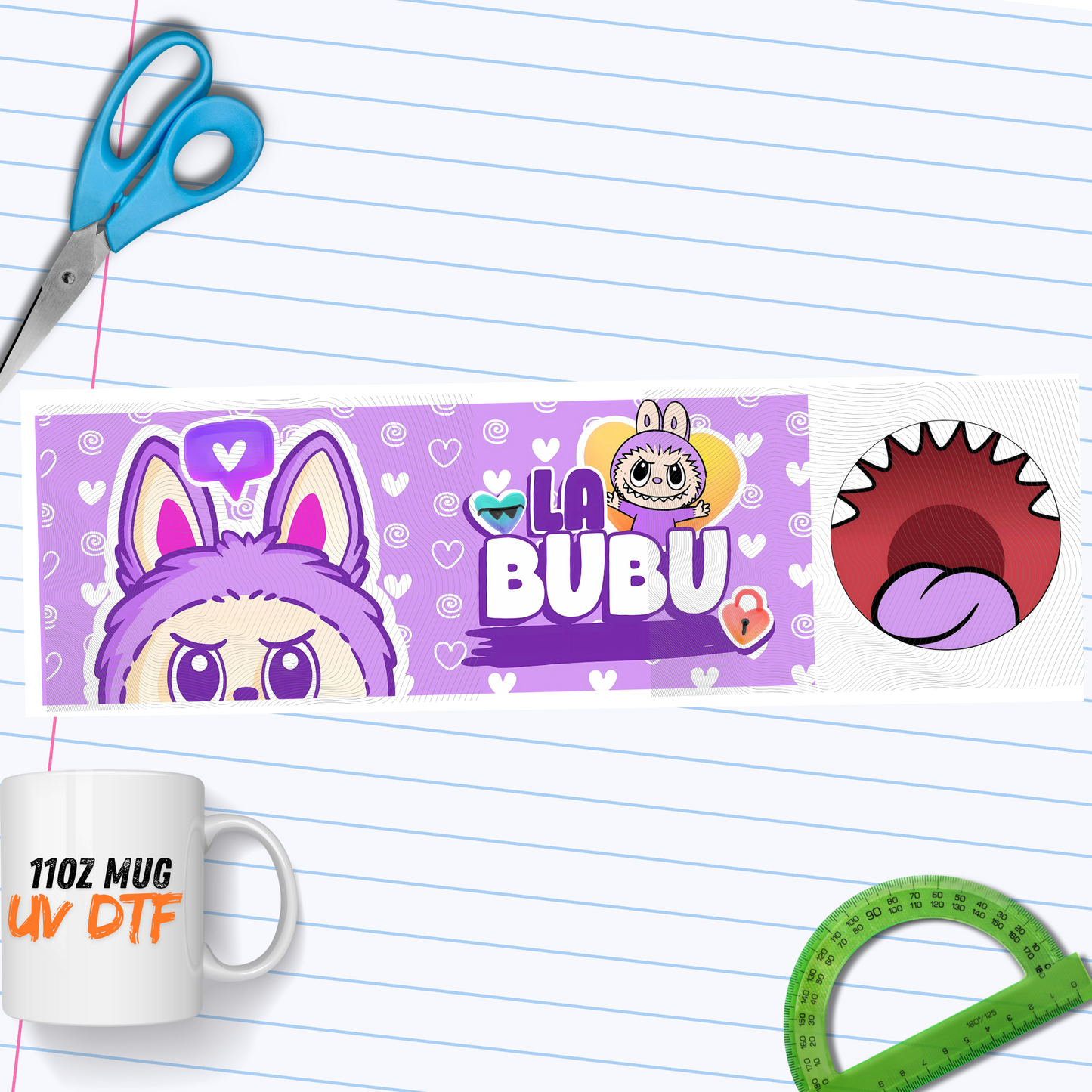 009 Mug Purple Labubu UV DTF Wrap