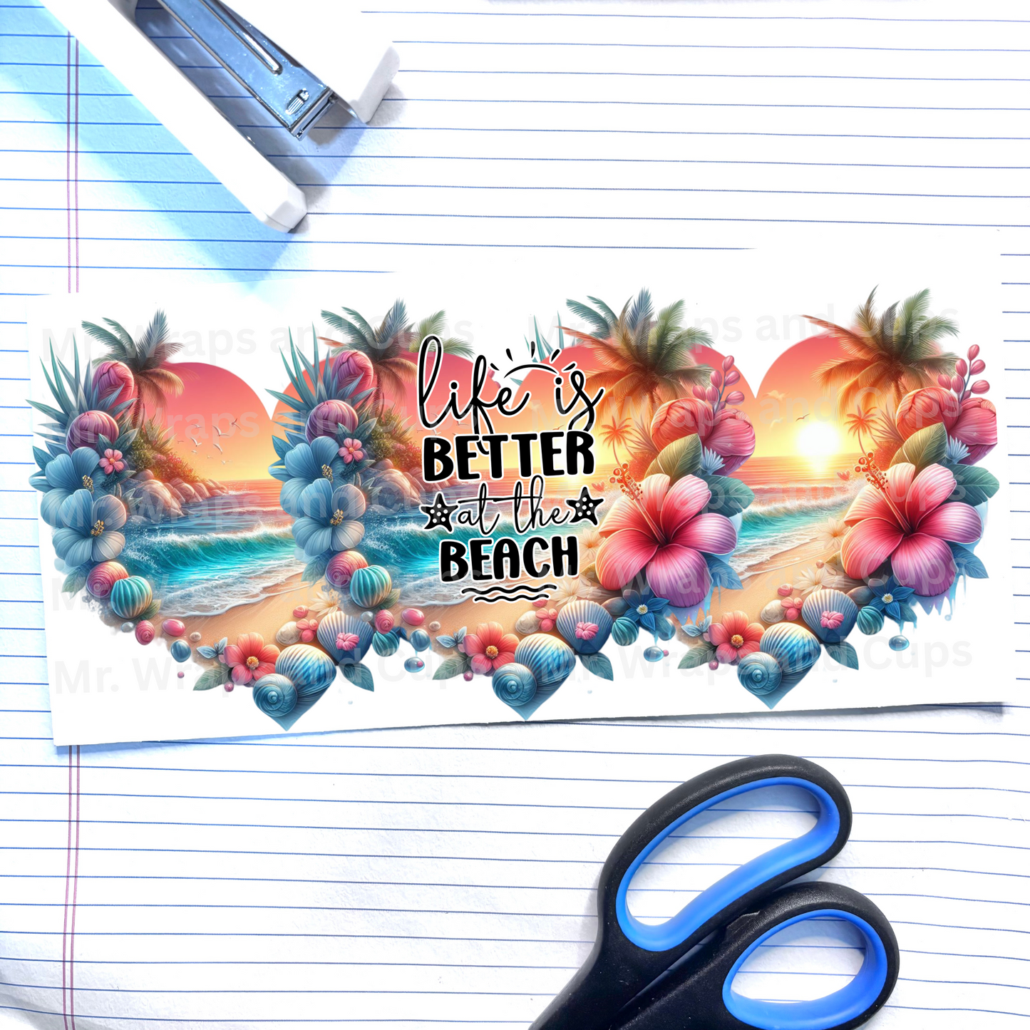 P 597 Life is Better at the Beach Hearts 16oz Wrap