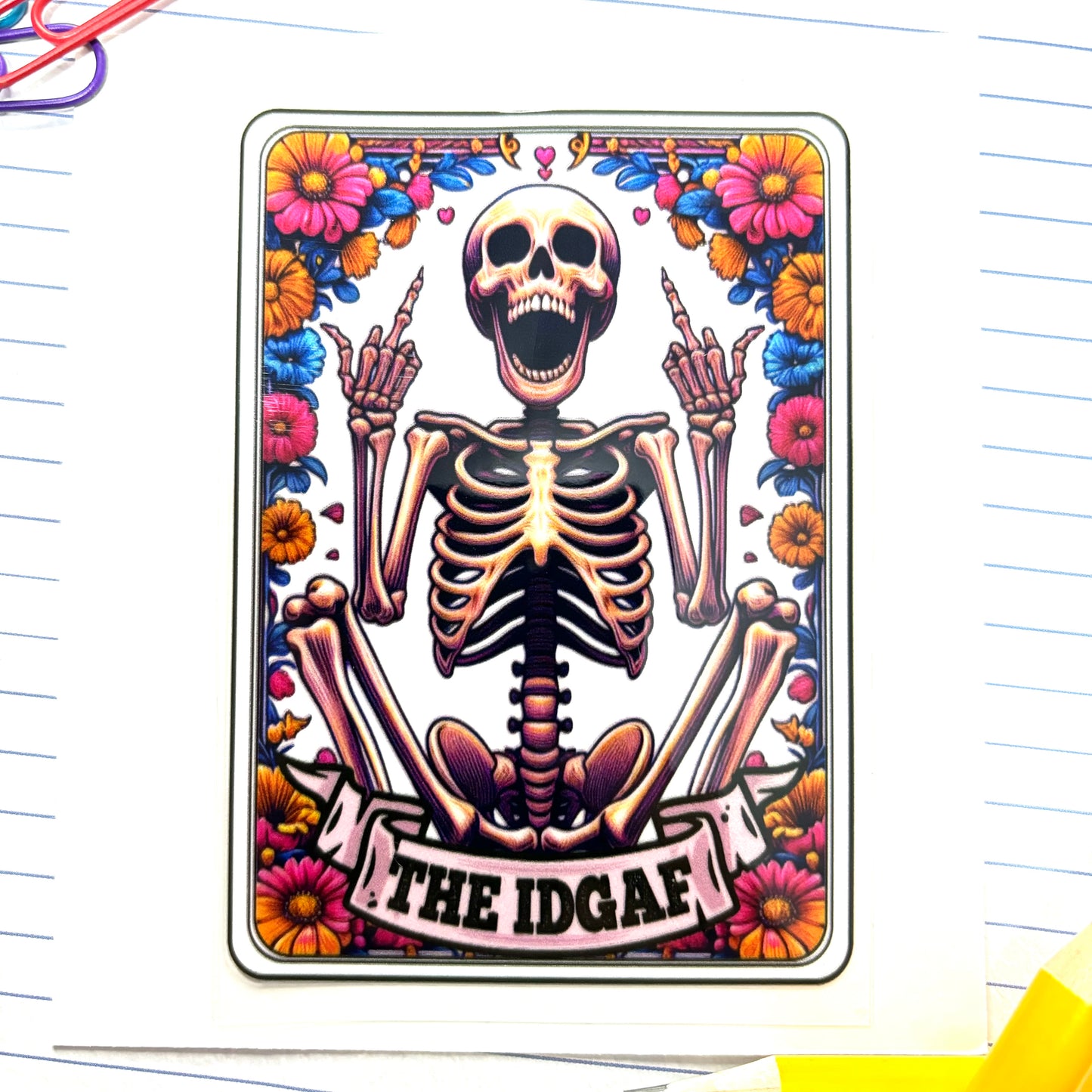 417-C The IDGAF Floral Card Halloween Decal