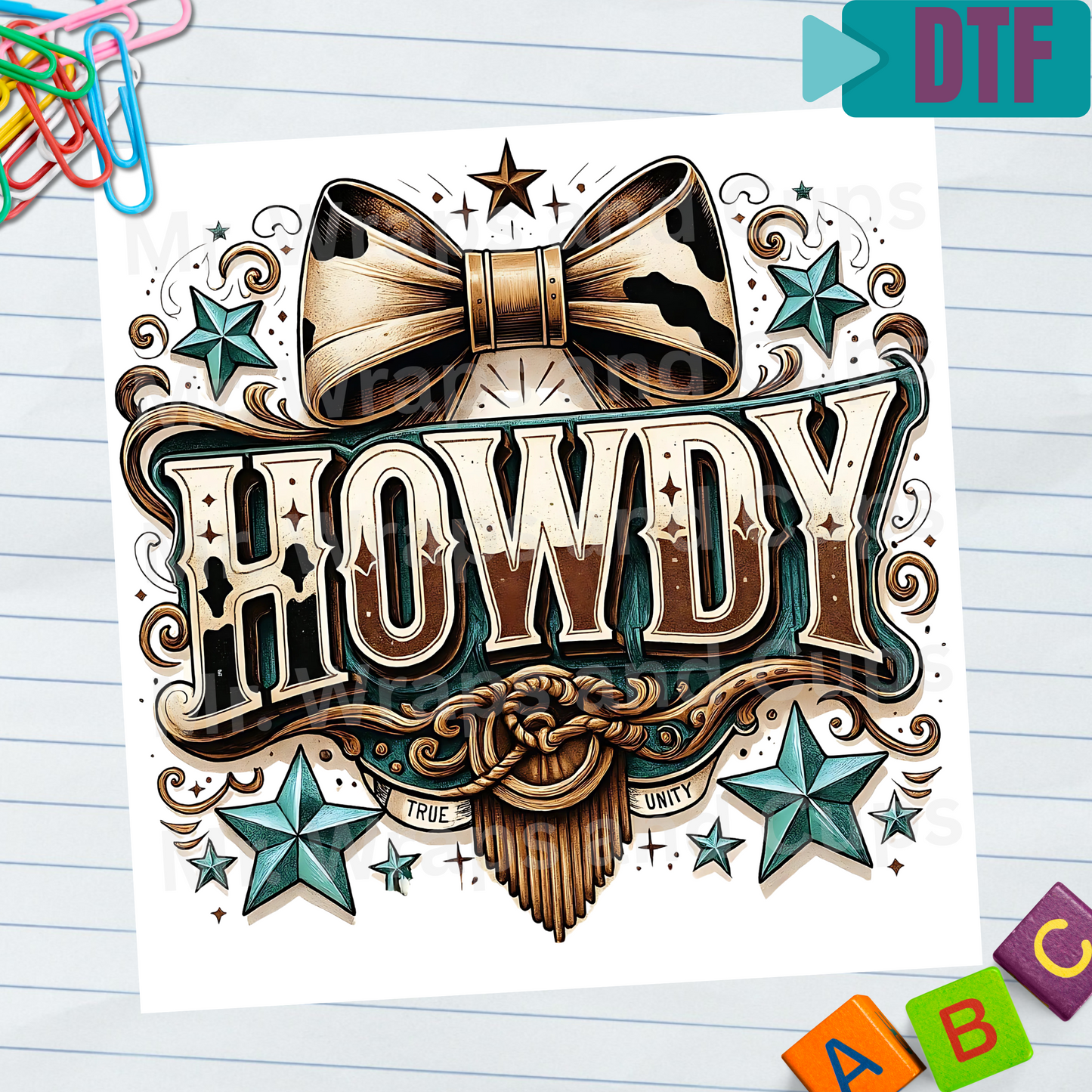 P 034 DTF Howdy Teal