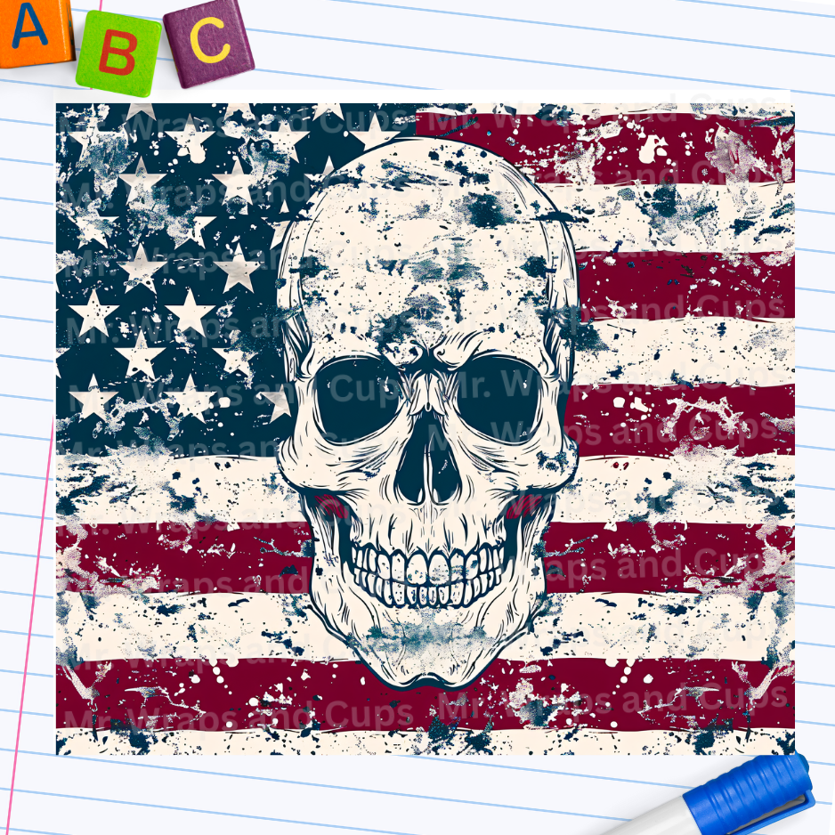 P 043 American Skull 20oz Wrap