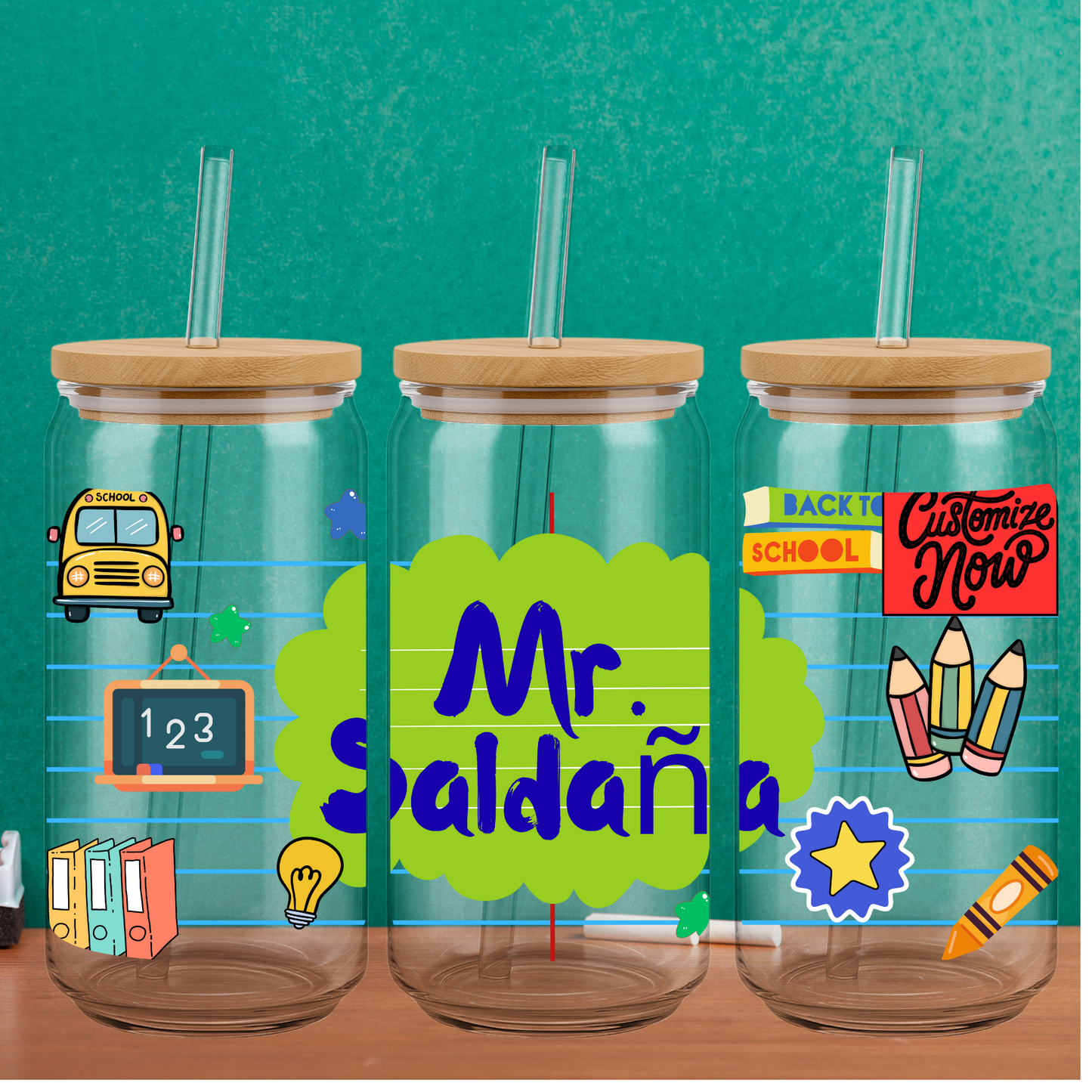 RTS Customized Green School Paper School 16oz Cup
