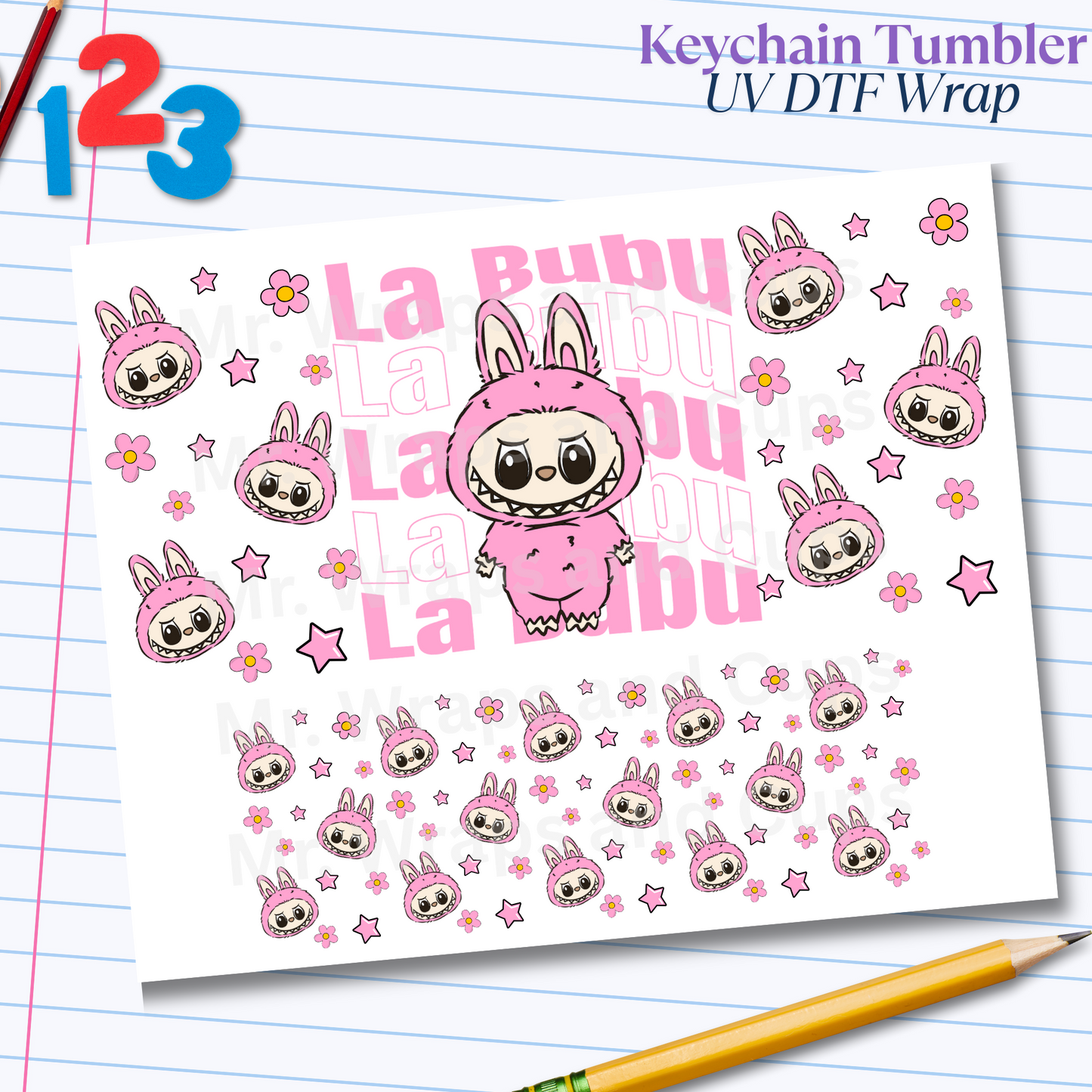Mini 004 Pink Labubu UV DTF Wrap