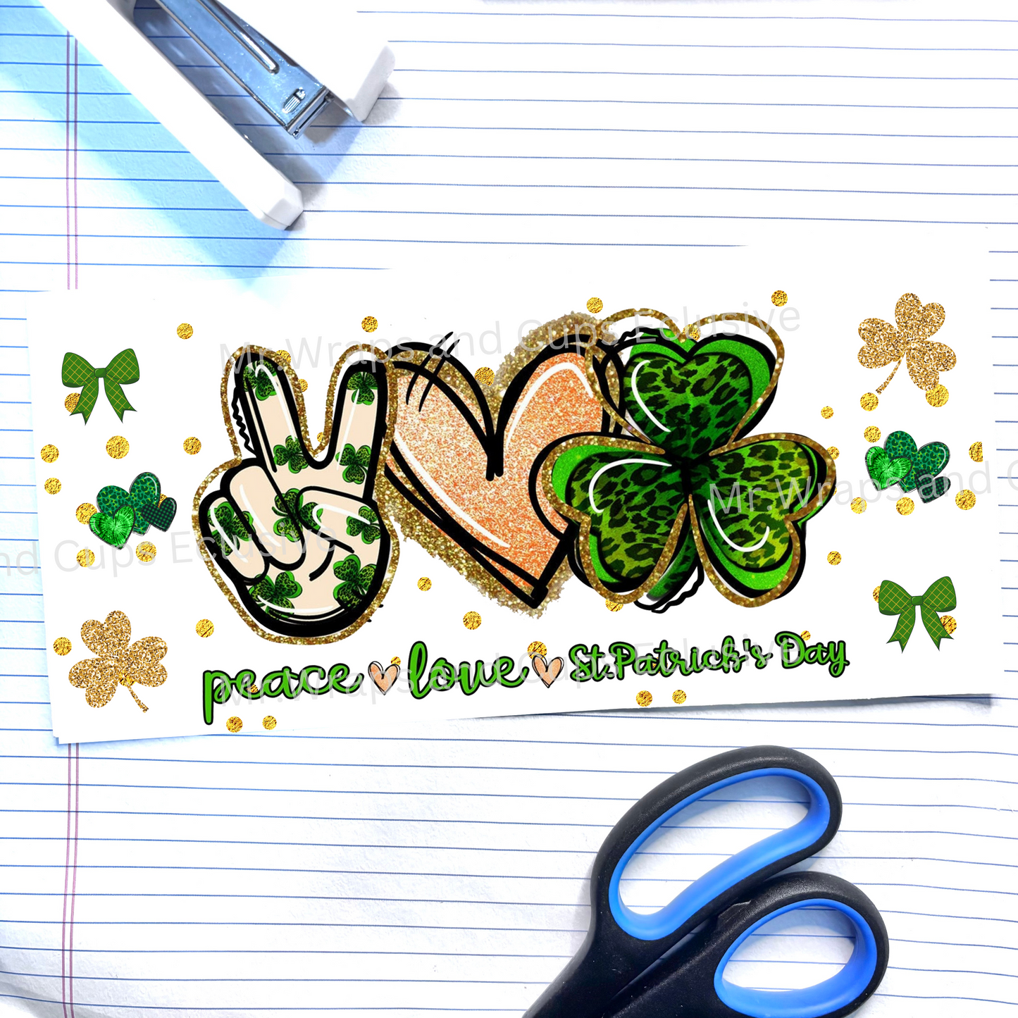495 Peace Love St. Patricks 16oz Wrap