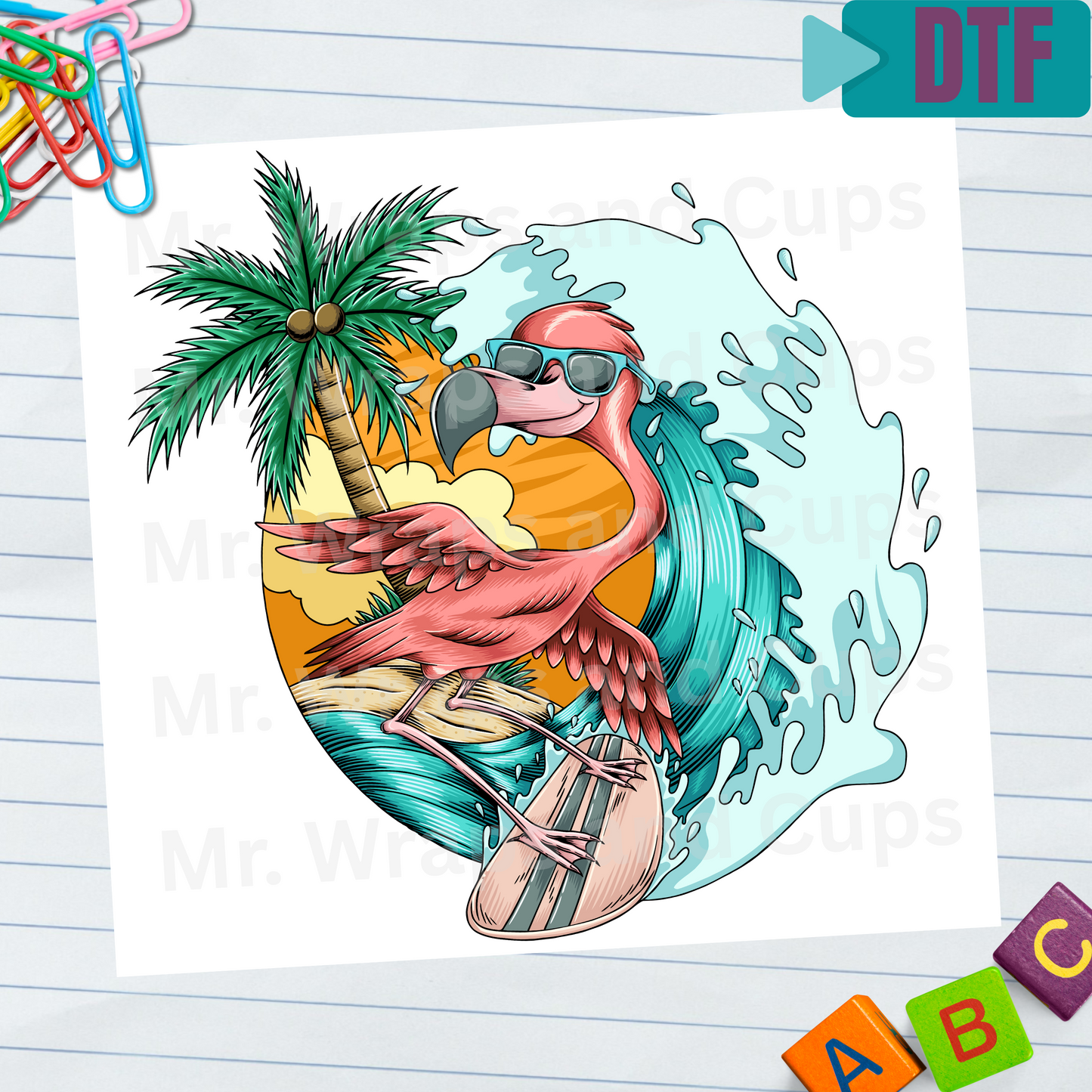 P 046 DTF Flamingo Surfer