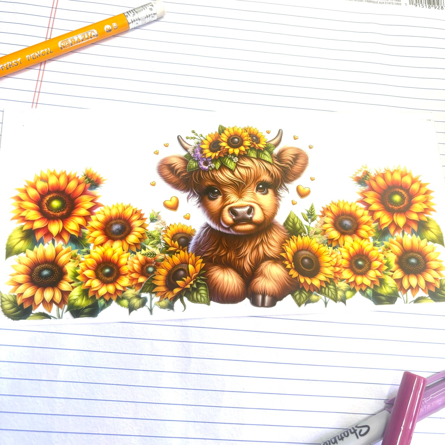 438 Highland Cow Sunflower Wrap