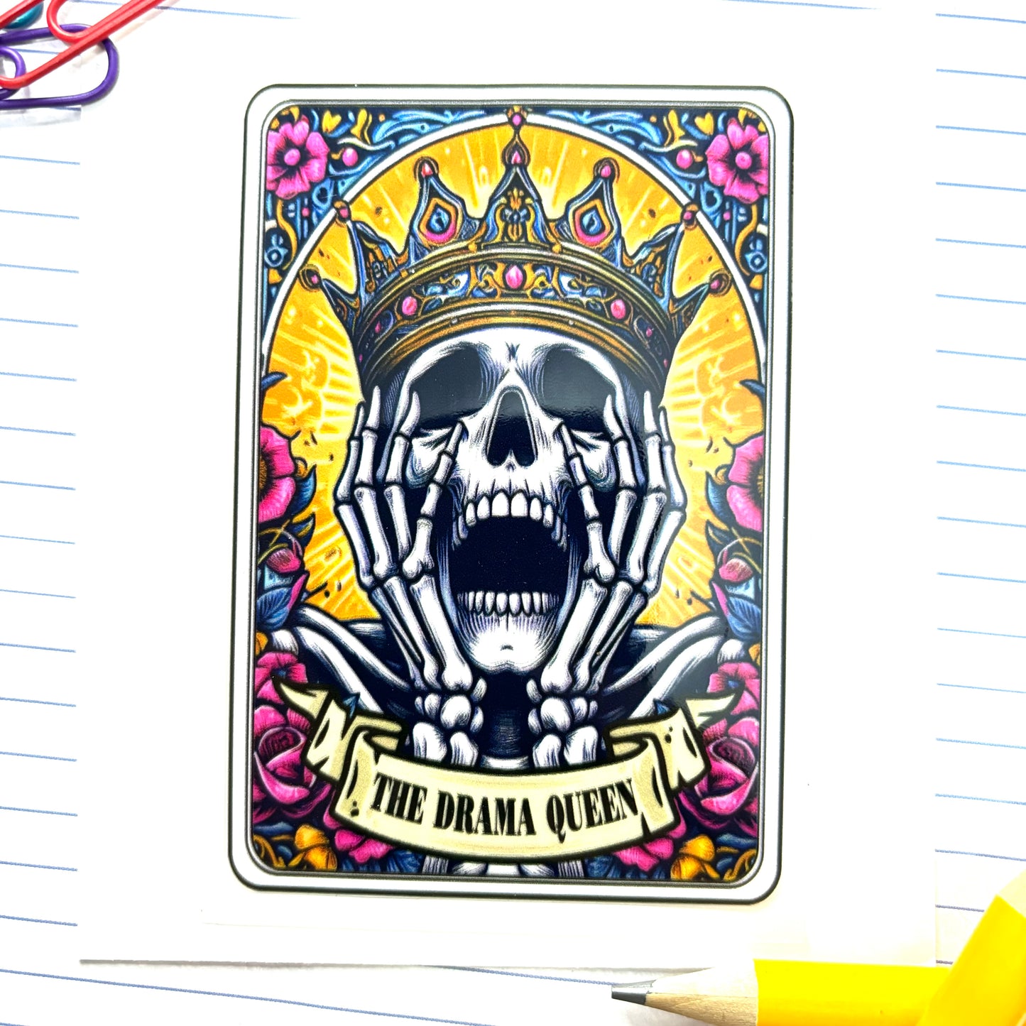 420-A The Drama Queen Yellow Card Halloween Decal