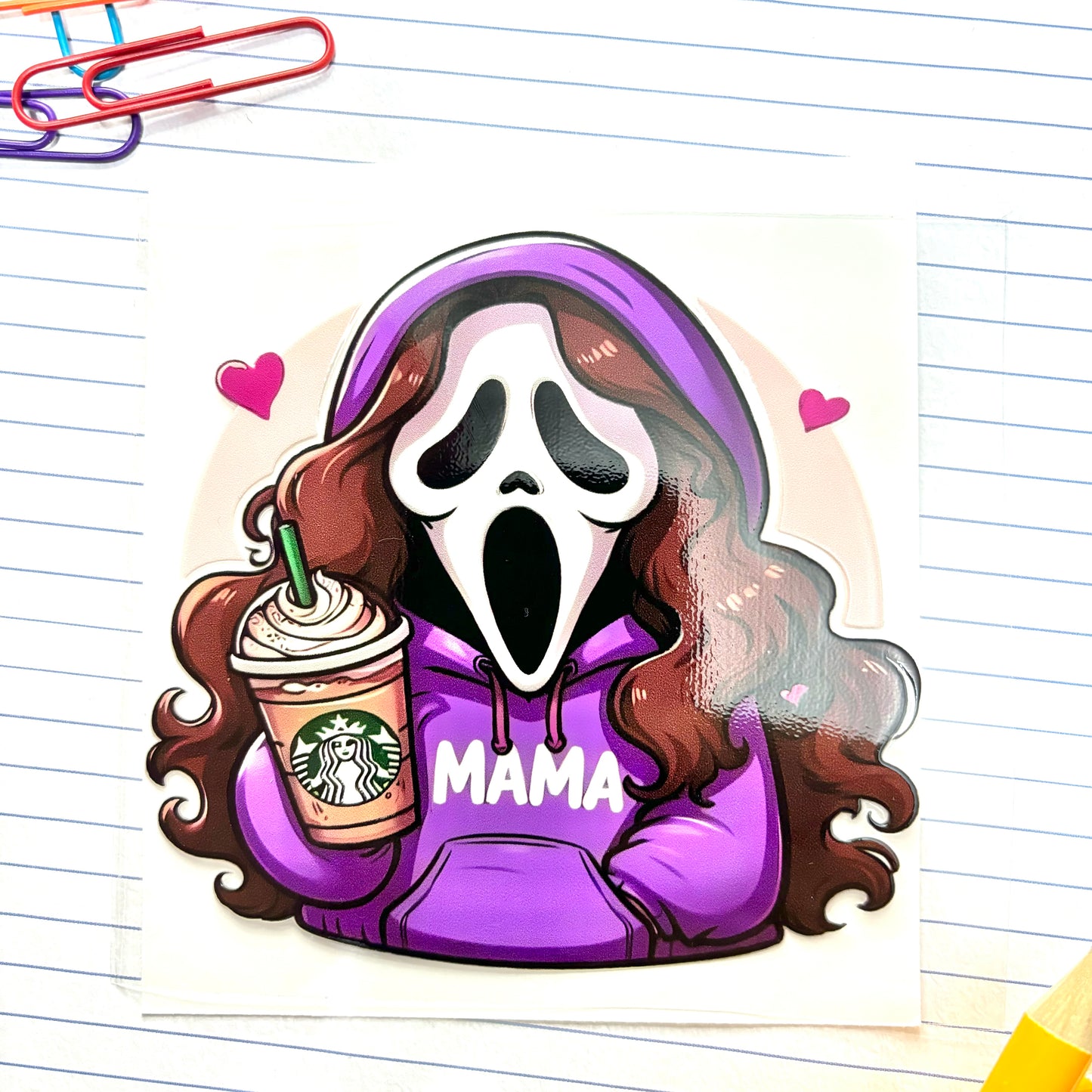 416-B Brunette Mama Scream Halloween Decal