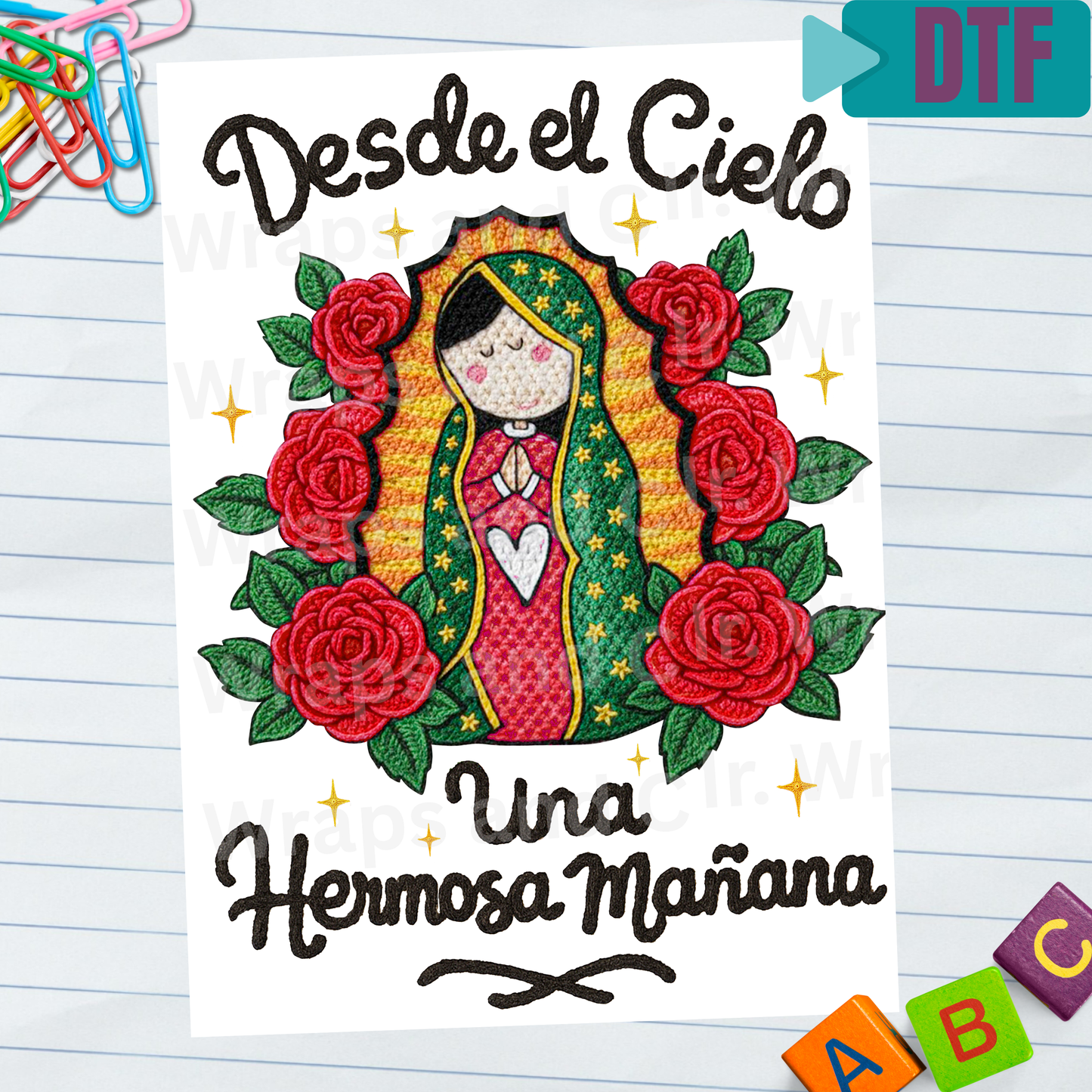 099 DTF Desde El Cielo Virgin Mary Embroidery
