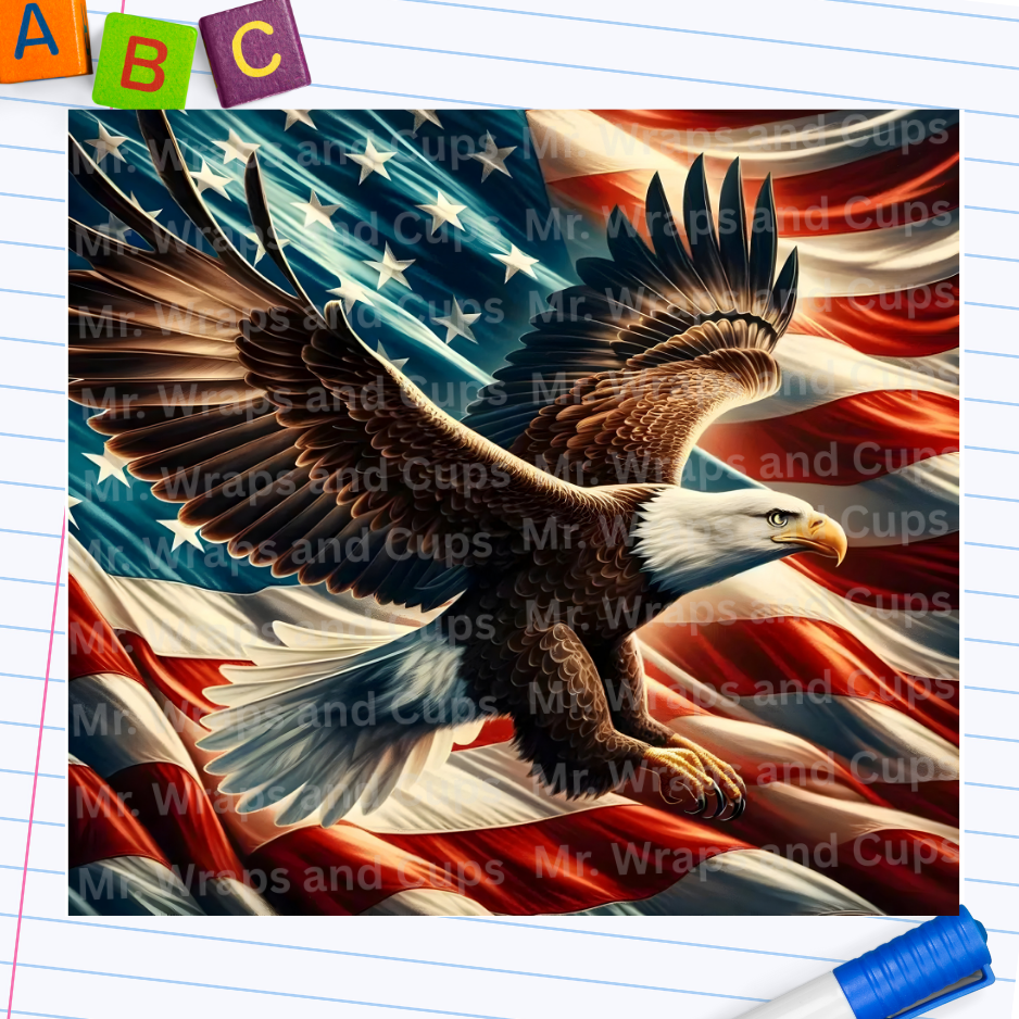 P 029 Bald Eagle American Flag 20oz Wrap