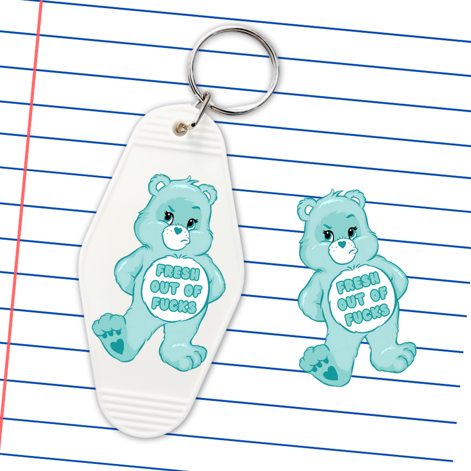 002 Care Bear Teal Motel Keychain