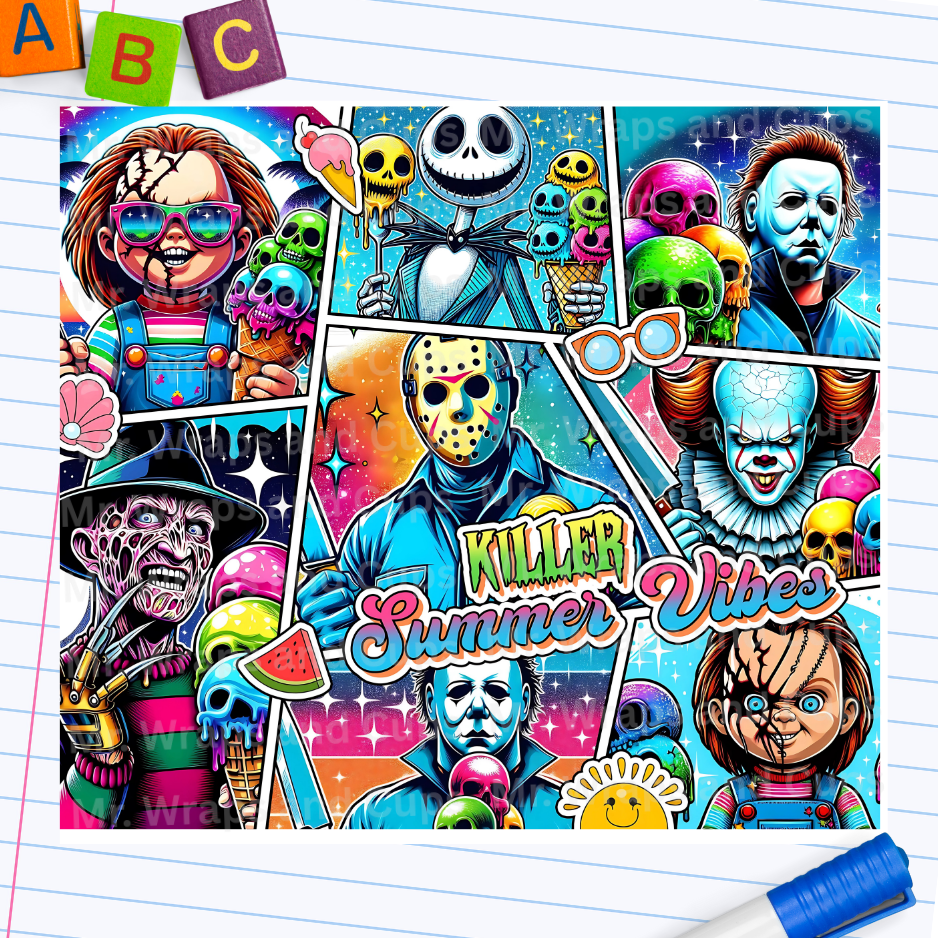P 064 Summer Horror 20oz Sublimation Wrap