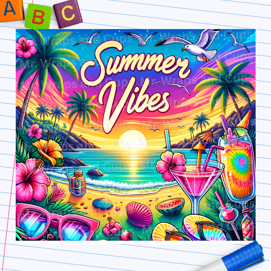 P 058 Summer Vibes Neon 20oz Sublimation Wrap