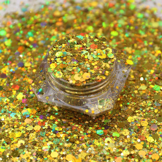 Mustard Gold Holographic Chunky Mix Glitter
