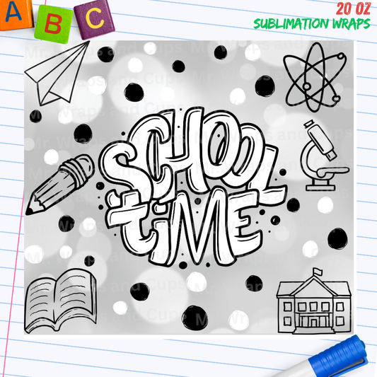 P 071 School Time 20oz Sublimation Wrap