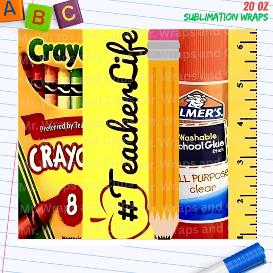 P 078 School Supplies 20oz Sublimation Wrap