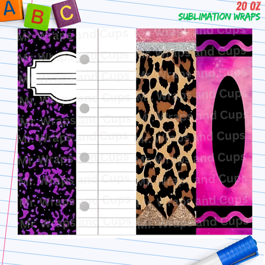 P 079 Purple School Leopard 20oz Sublimation Wrap