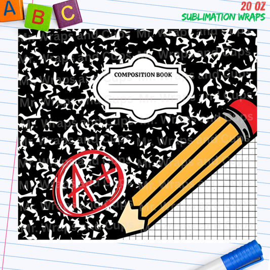P 081 Composition Book 20oz Sublimation Wrap