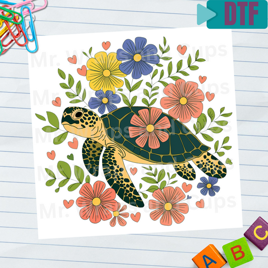 P 048 DTF Sea Turtle floral