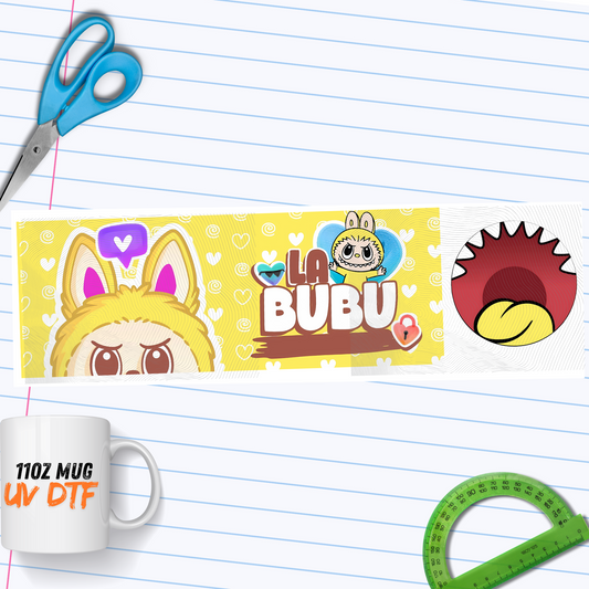 010 Mug Yellow Labubu UV DTF Wrap