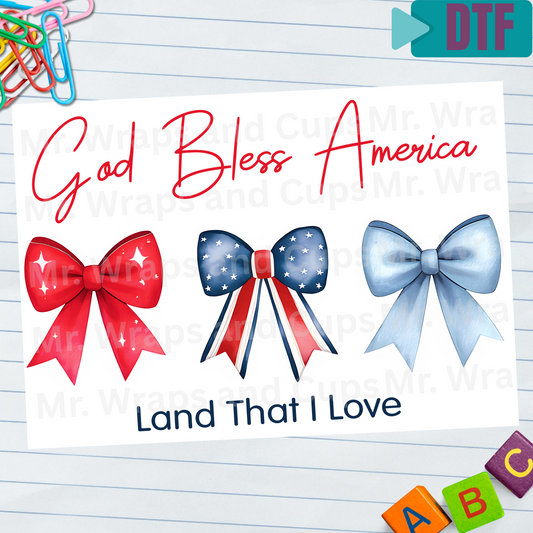 P 018 DTF God Bless America Bows