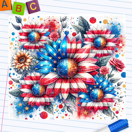 P 037 USA Flowers 20oz Wrap