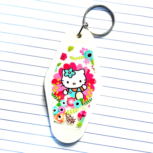 014 Kitty Floral Motel Keychain Decal