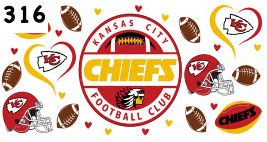 316 Chiefs Football UV DTF Wrap