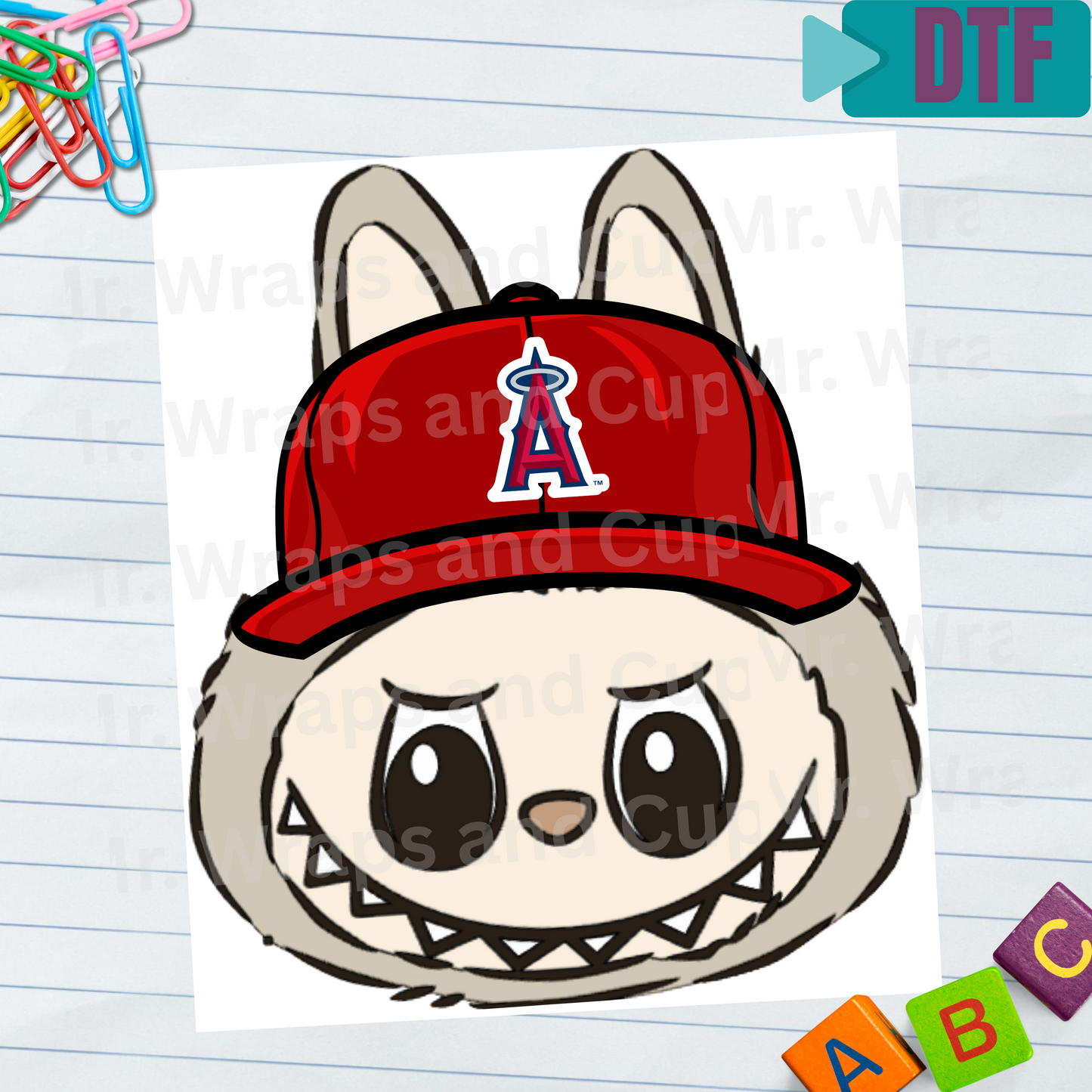 P 068 DTF Labubu Anaheim Angels Baseball