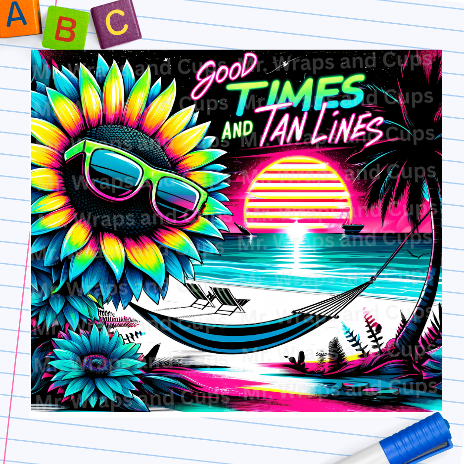 P 049 Good Times and Tan Lines 20oz Sublimation Wrap