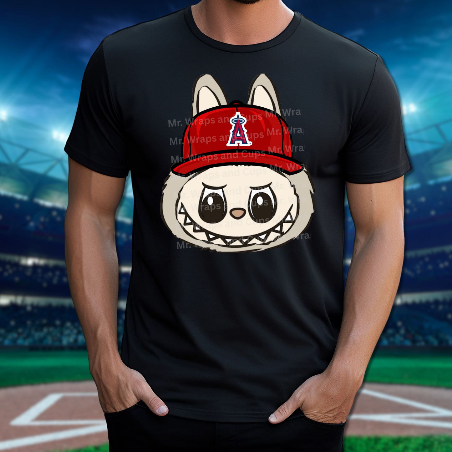 P 068 DTF Labubu Anaheim Angels Baseball