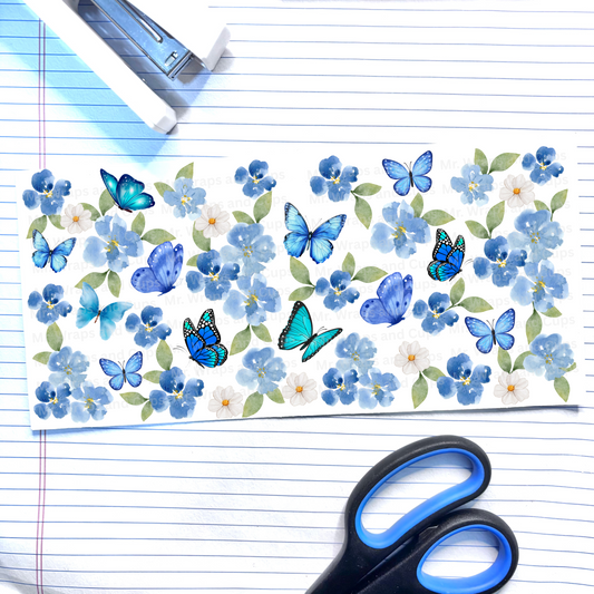 P 639 Blue Butterflies & Flowersl 16oz Wrap (Exclusive)