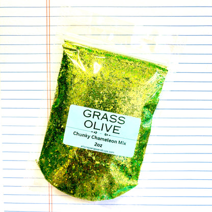 Grass Olive Chunky Mix Chameleon Glitter