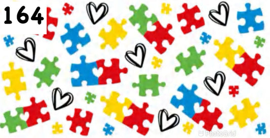 164 Autism Puzzle & Hearts UV DTF Wrap