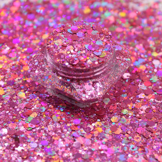 Rouge Pink Holographic Chunky Mix Glitter