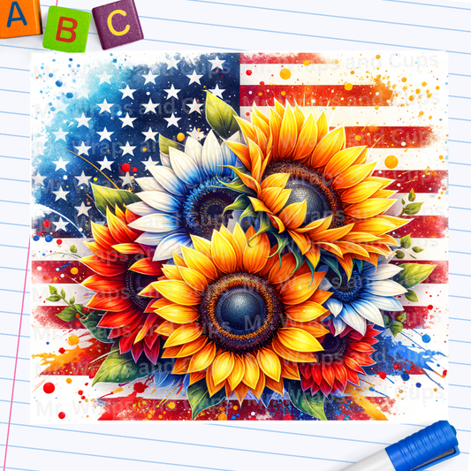 P 025 Sunflower USA 20oz Wrap