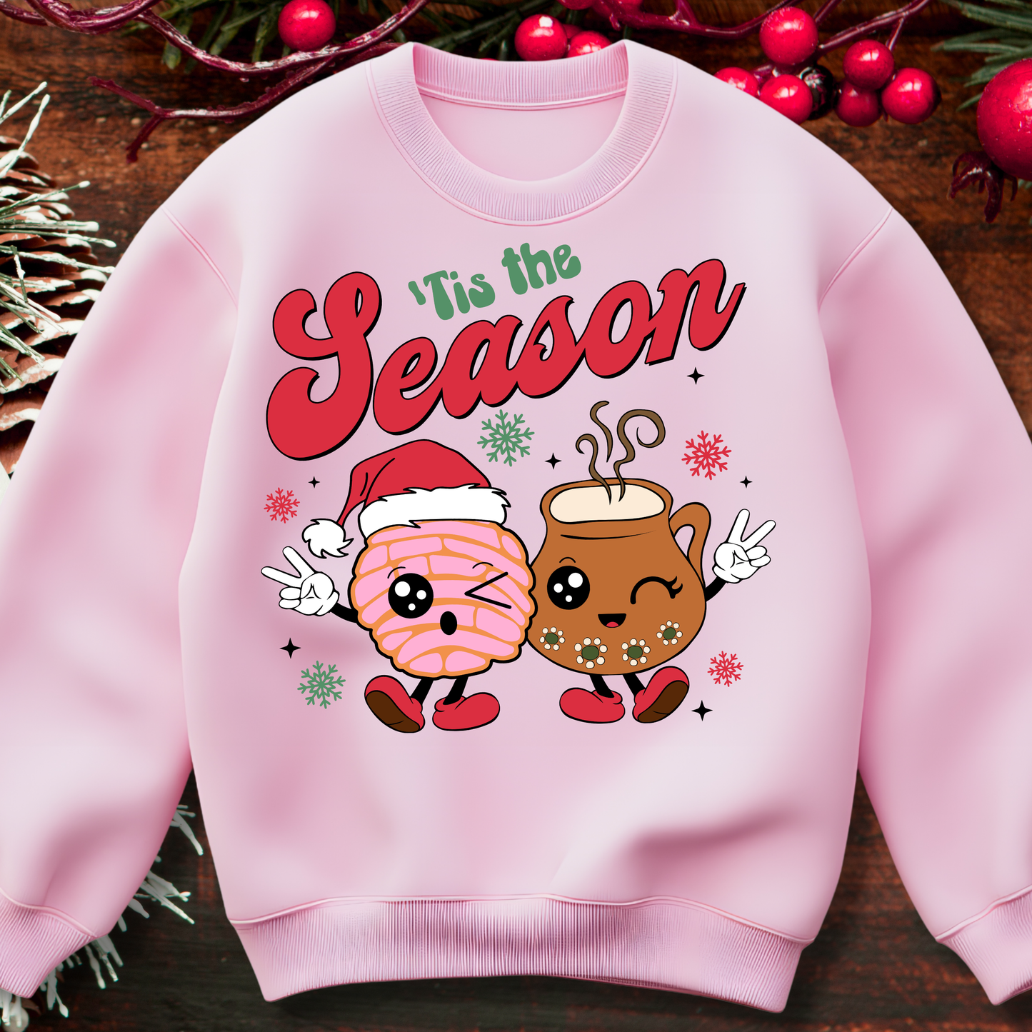 RTS- Tis The Season Concha and Chocolate Christmas Crewneck