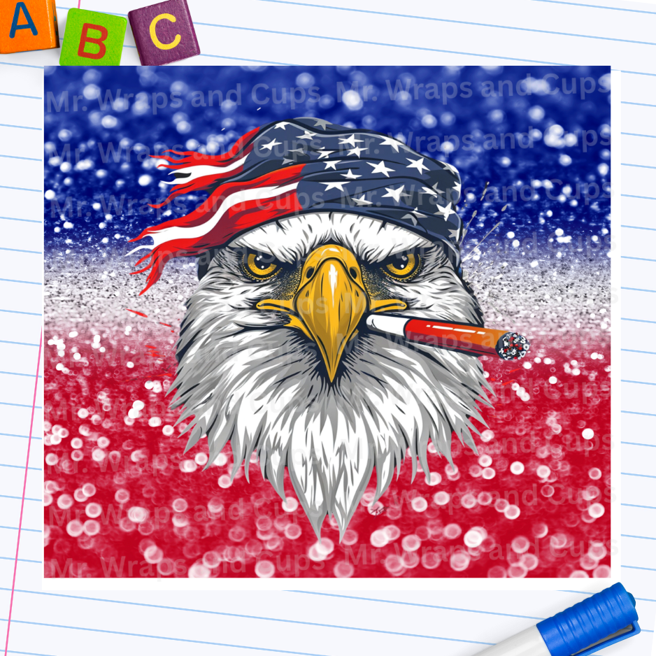 P 031 Blue White Red Eagle 20oz Wrap