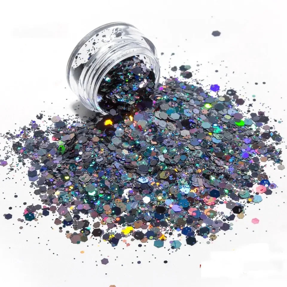 Gunmetal Chunky Holographic Mix Glitter