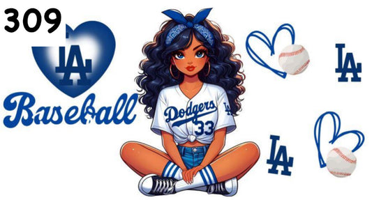 309 Baseball Babe Dodgers UV DTF Wrap