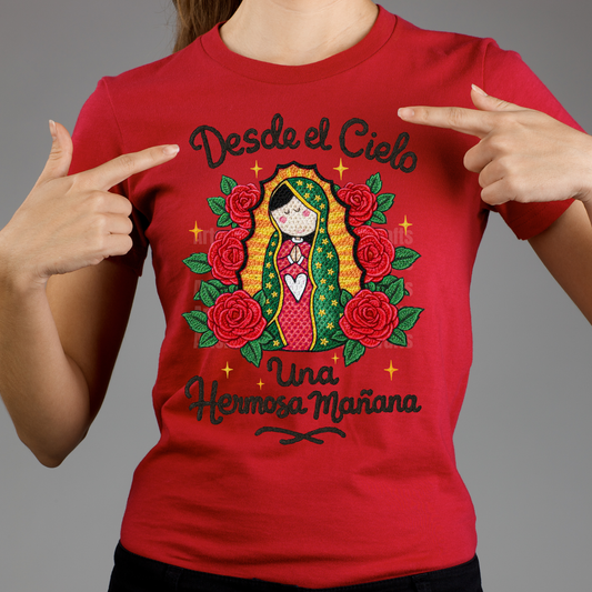 RTS Desde El Cielo Virgin Mary Embroidery Shirt