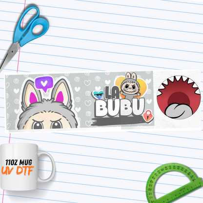 007 Mug Gray Labubu UV DTF Wrap