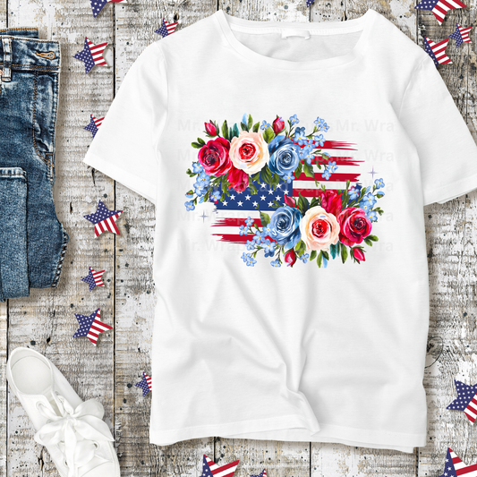 RTS American Flag Floral Shirt