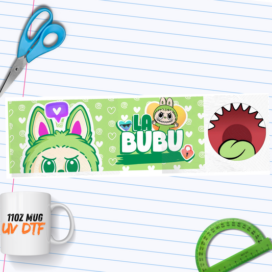008 Mug Green Labubu UV DTF Wrap