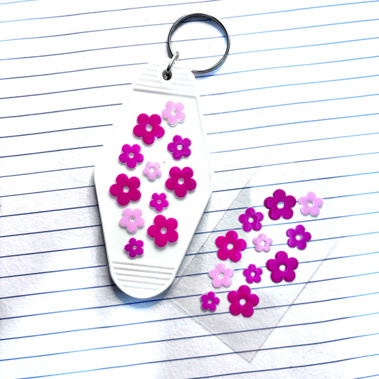 026 Pink Flowers Motel Keychain Decal