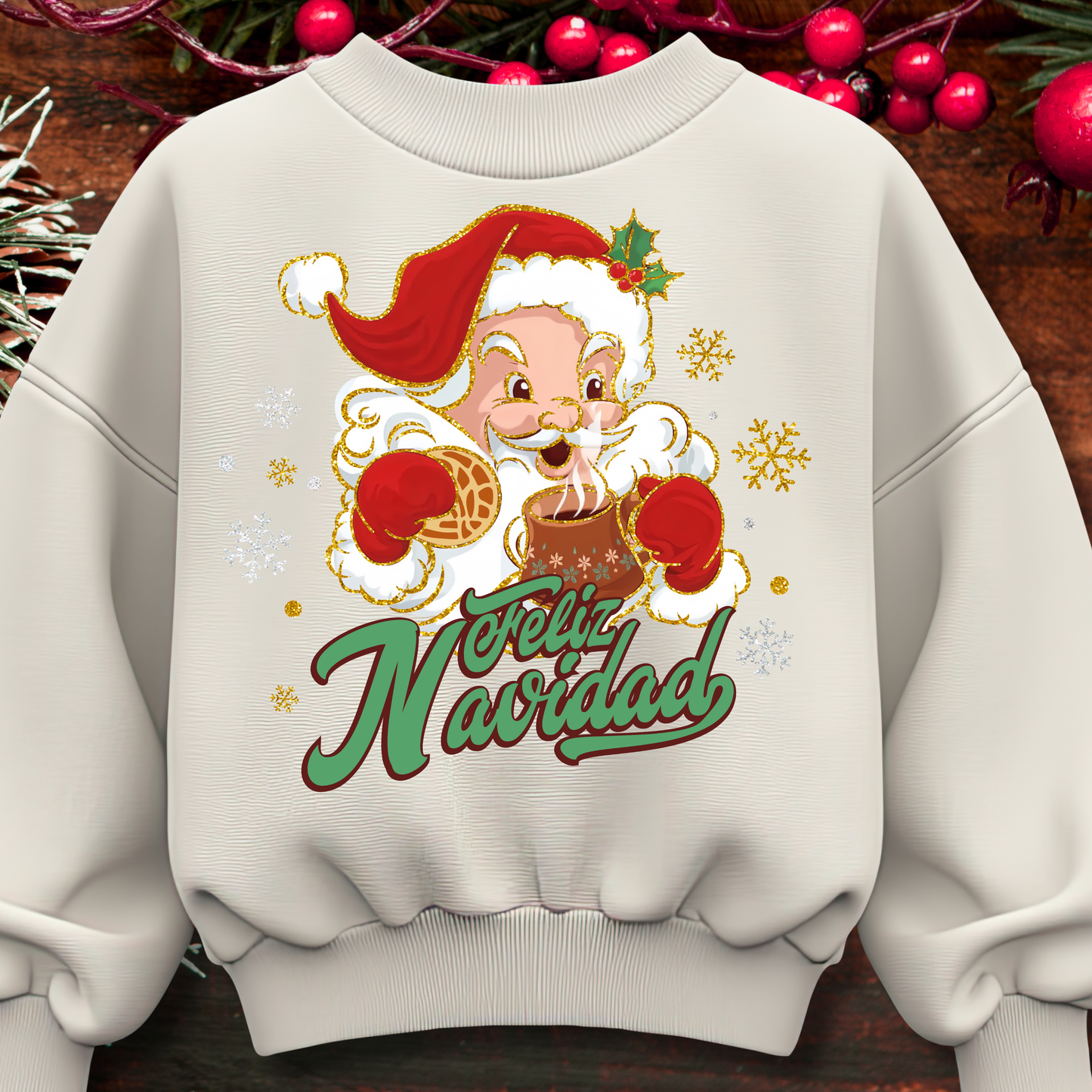 RTS- Feliz Navidad Santa Christmas Crewneck