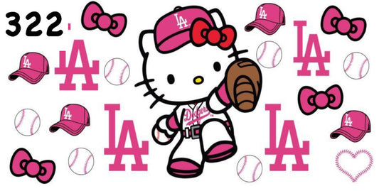 322 Kitty Pink Dodgers Baseball UV DTF Wrap