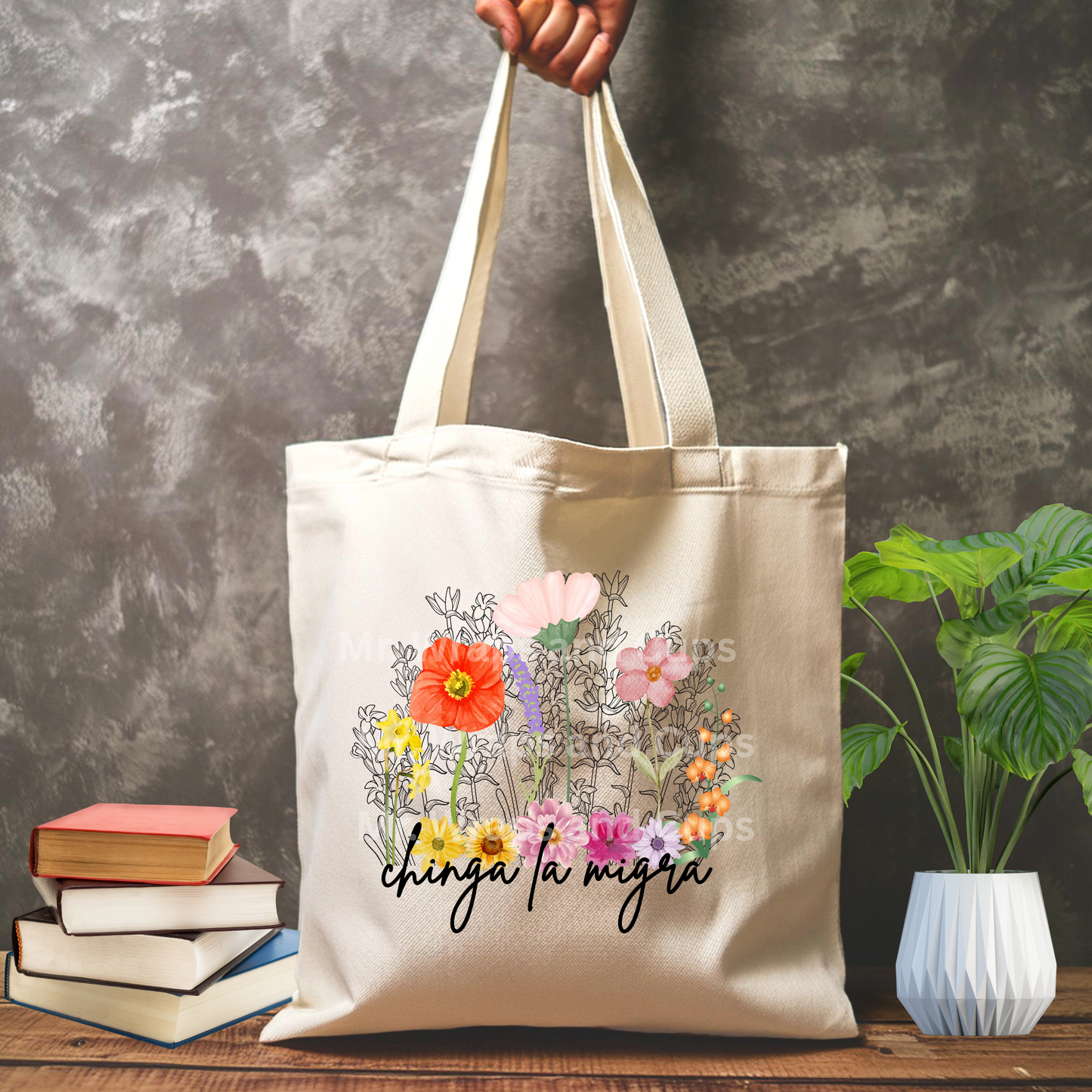 RTS - Chin.. La Migra Floral Tote Bag